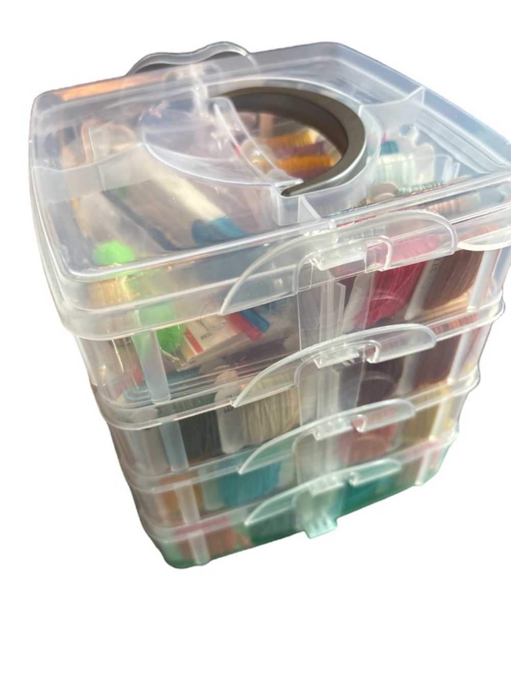 Embroidery Thread in Clear Stackable Organizer with Handle, includes tools! - Picture 6 of 6